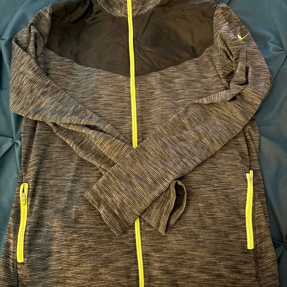 Women's Gray and Black Jacket with Neon Accents